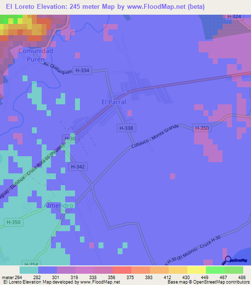 El Loreto,Chile Elevation Map