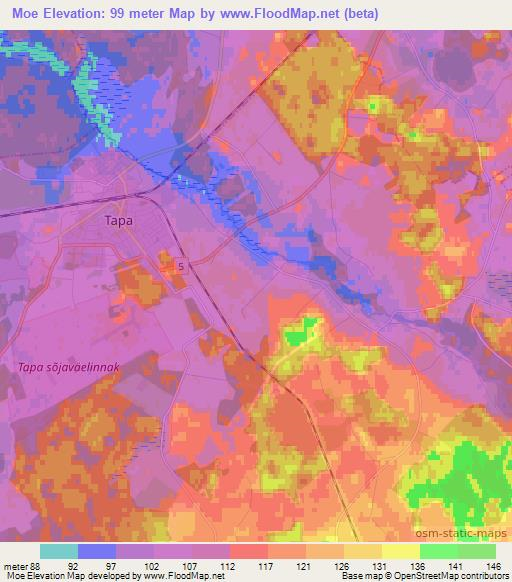 Moe,Estonia Elevation Map