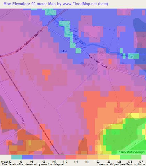 Moe,Estonia Elevation Map
