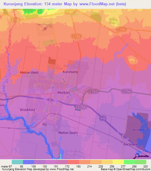 Kurunjang,Australia Elevation Map