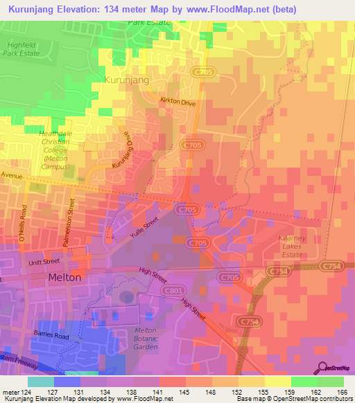 Kurunjang,Australia Elevation Map