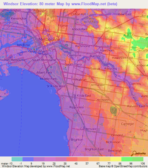 Windsor,Australia Elevation Map