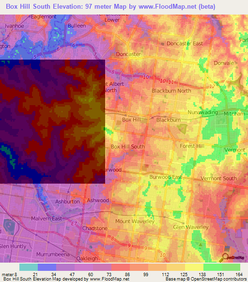 Box Hill South,Australia Elevation Map