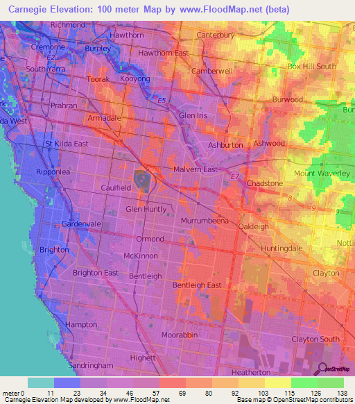 Carnegie,Australia Elevation Map