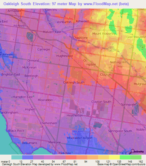 Oakleigh South,Australia Elevation Map