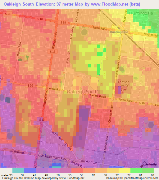 Oakleigh South,Australia Elevation Map