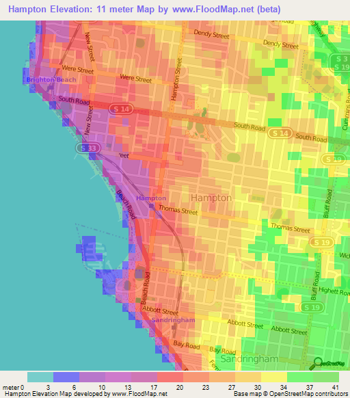 Hampton,Australia Elevation Map