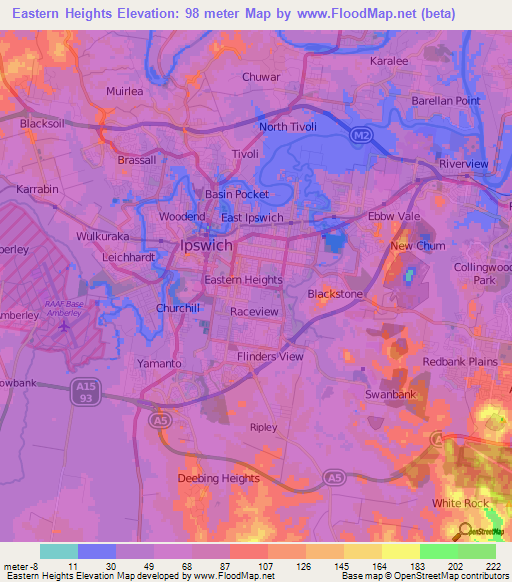Eastern Heights,Australia Elevation Map