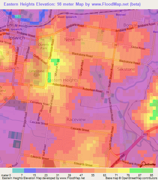 Eastern Heights,Australia Elevation Map