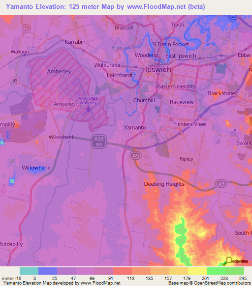 Yamanto,Australia Elevation Map