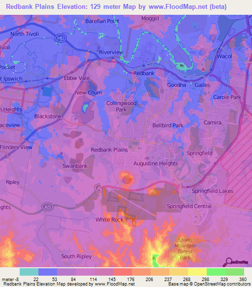 Redbank Plains,Australia Elevation Map