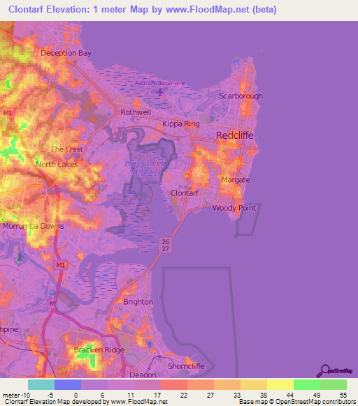 Clontarf,Australia Elevation Map