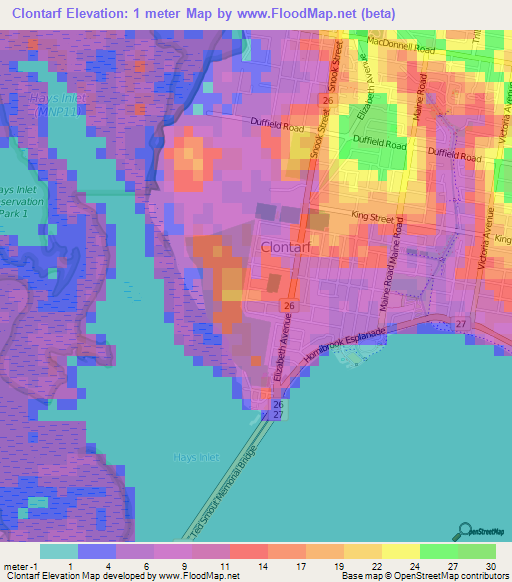 Clontarf,Australia Elevation Map