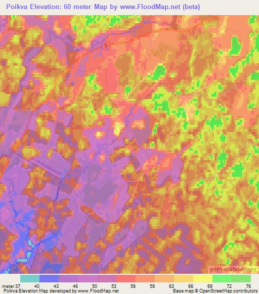 Poikva,Estonia Elevation Map