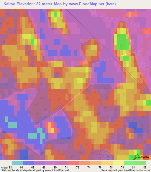 Kalme,Estonia Elevation Map