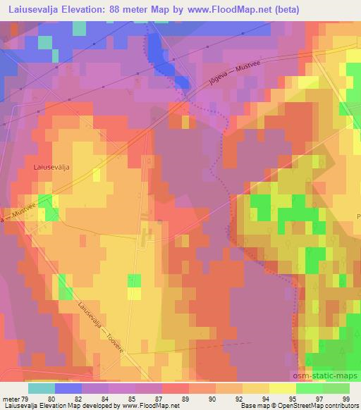Laiusevalja,Estonia Elevation Map