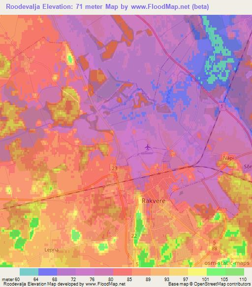 Roodevalja,Estonia Elevation Map