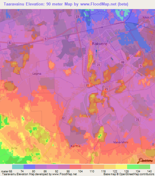 Taaravainu,Estonia Elevation Map