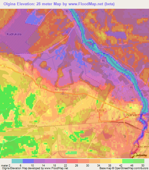 Olgina,Estonia Elevation Map