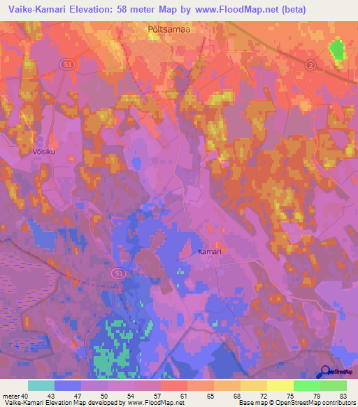 Vaike-Kamari,Estonia Elevation Map