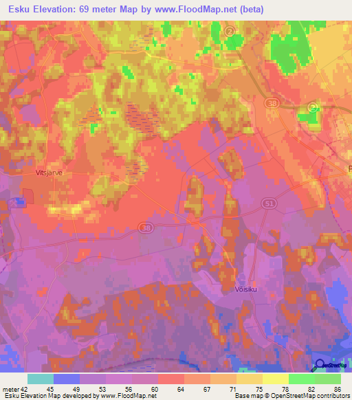 Esku,Estonia Elevation Map