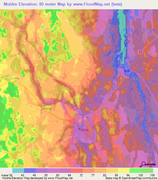 Moldre,Estonia Elevation Map