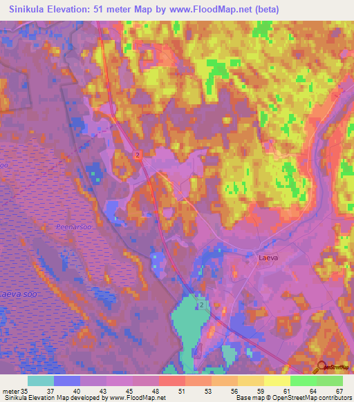 Sinikula,Estonia Elevation Map