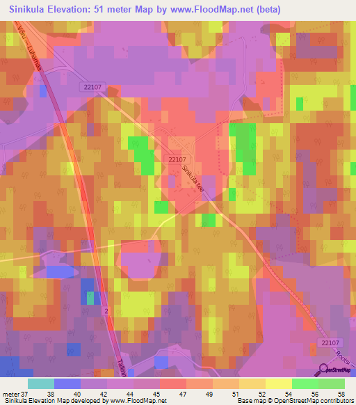Sinikula,Estonia Elevation Map