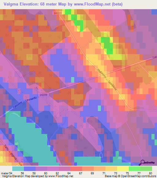 Valgma,Estonia Elevation Map