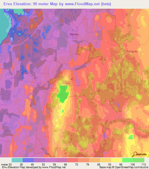 Ervu,Estonia Elevation Map