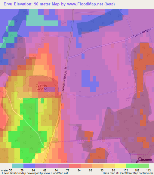 Ervu,Estonia Elevation Map