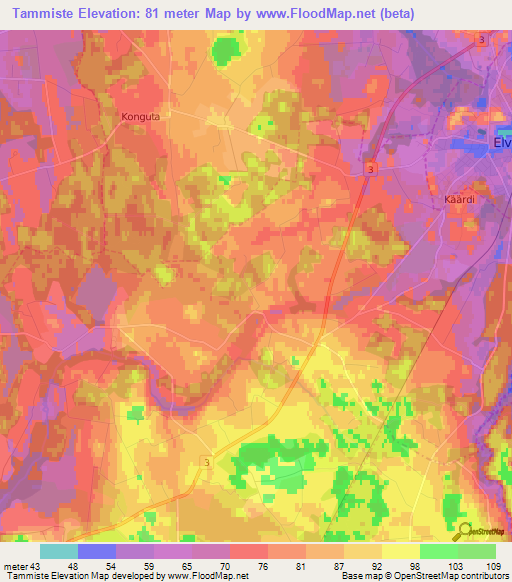 Tammiste,Estonia Elevation Map