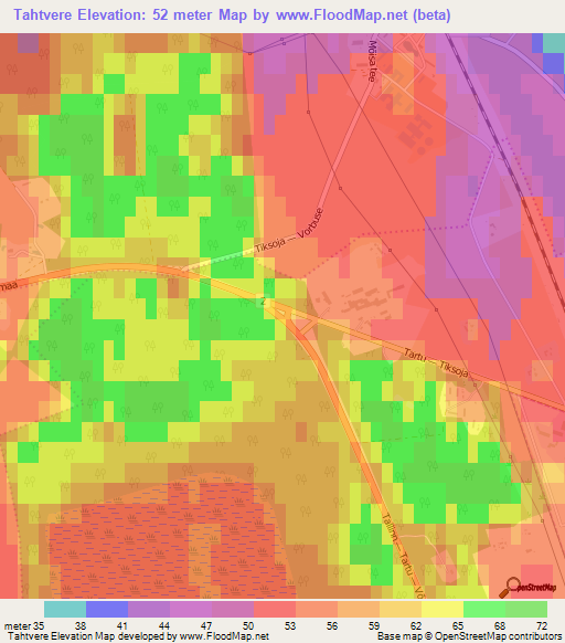 Tahtvere,Estonia Elevation Map