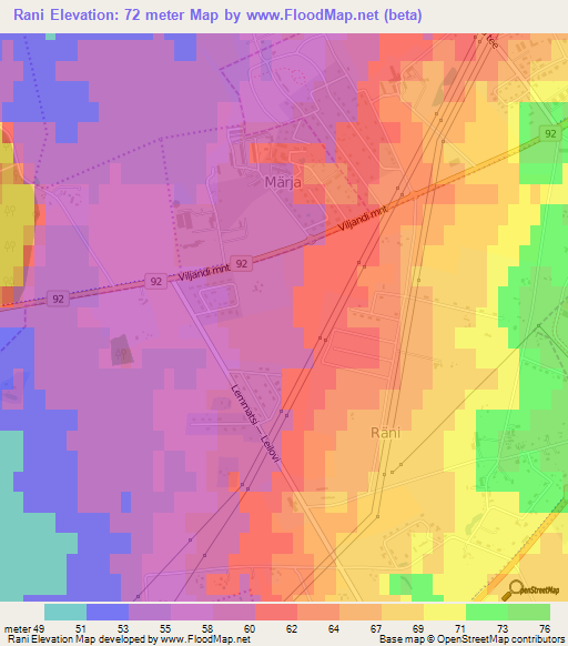 Rani,Estonia Elevation Map
