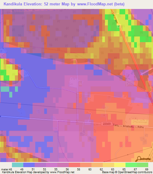Kandikula,Estonia Elevation Map