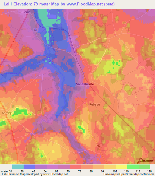 Lalli,Estonia Elevation Map
