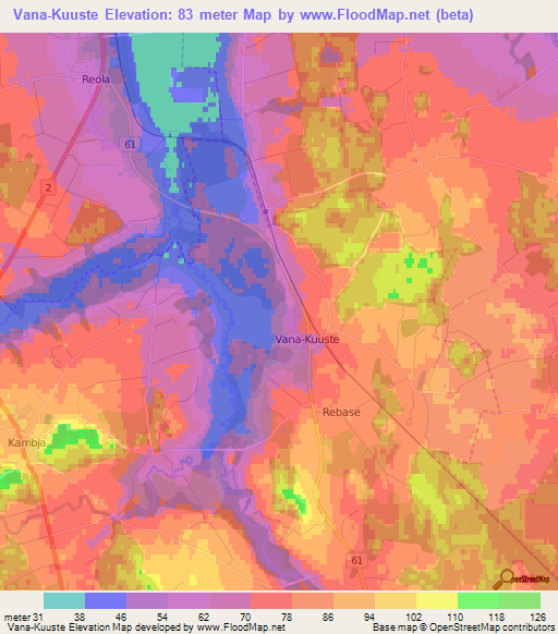 Vana-Kuuste,Estonia Elevation Map