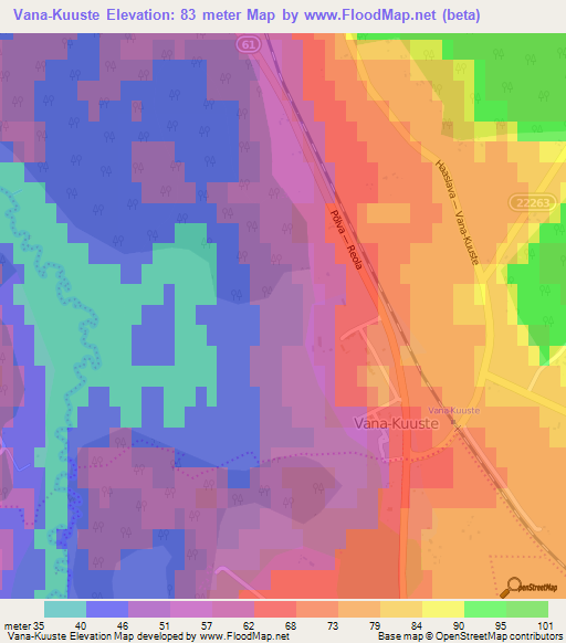 Vana-Kuuste,Estonia Elevation Map