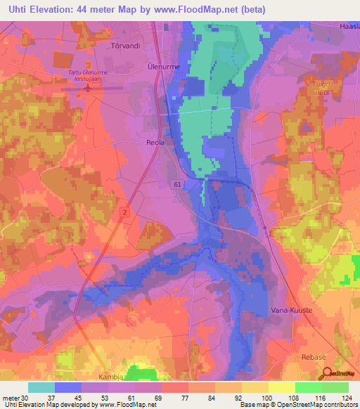 Uhti,Estonia Elevation Map