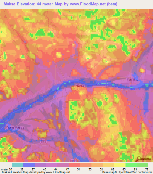 Maksa,Estonia Elevation Map