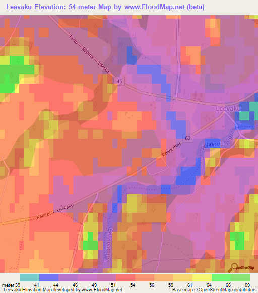 Leevaku,Estonia Elevation Map