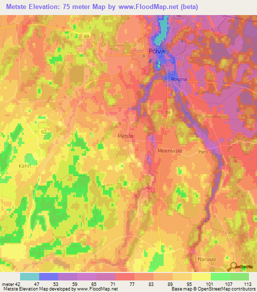 Metste,Estonia Elevation Map