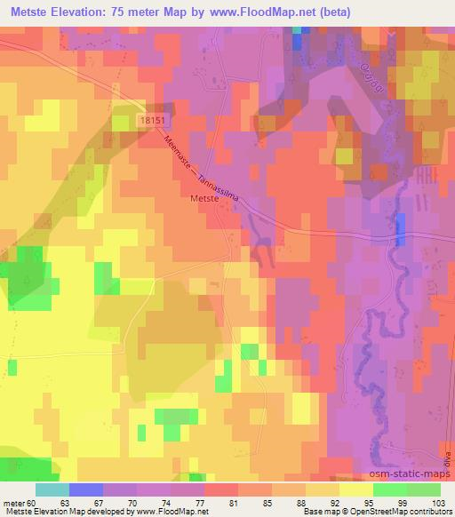 Metste,Estonia Elevation Map