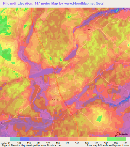 Piigandi,Estonia Elevation Map