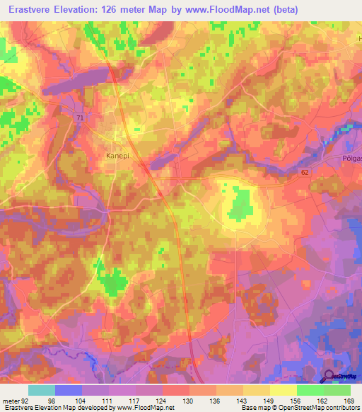 Erastvere,Estonia Elevation Map