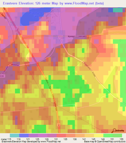 Erastvere,Estonia Elevation Map