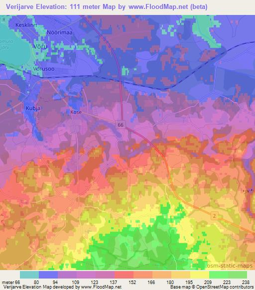 Verijarve,Estonia Elevation Map