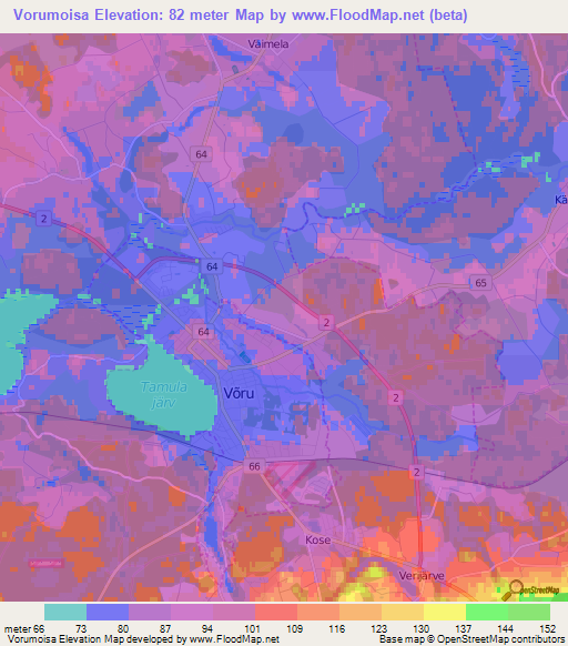 Vorumoisa,Estonia Elevation Map