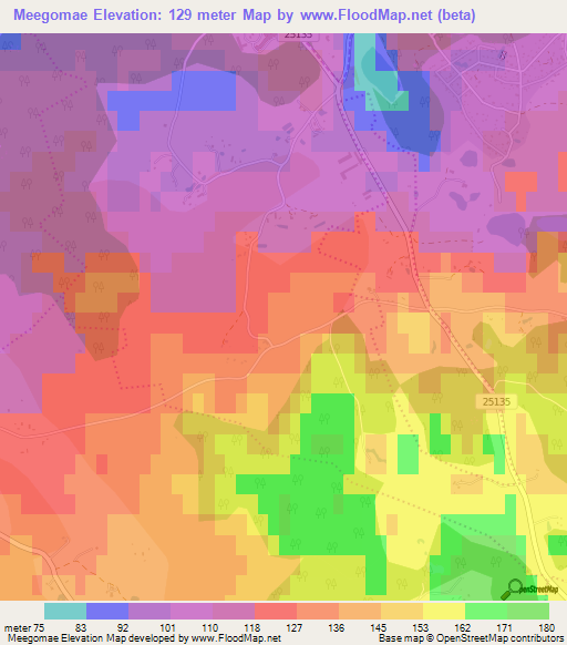 Meegomae,Estonia Elevation Map