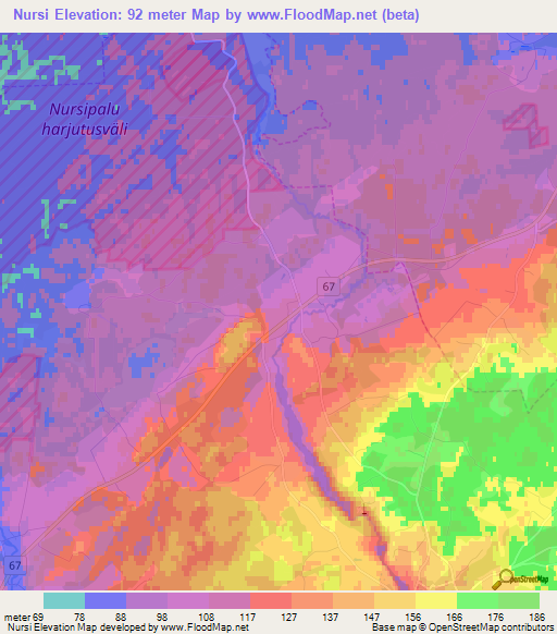 Nursi,Estonia Elevation Map